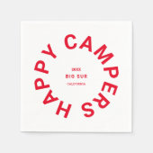 Retro Red Happy Campers Camping Trip Custom Serviette (Vorderseite)