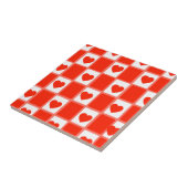Retro Red Heart Checkerboard Pattern Fliese (Seite)