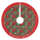 Retro Red Heart Doodle Abstract Design personalisi Polyester Weihnachtsbaumdecke (Vorderseite)