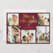 Retro Red Imitats Gold Frohe Weihnachten Familie F (Vorderseite)