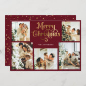 Retro Red Imitats Gold Frohe Weihnachten Familie F (Vorne/Hinten)