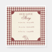 Retro Red & Ivory Our Love Story Old Money Wedding Serviette (Vorderseite)