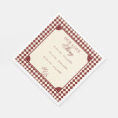 Retro Red & Ivory Our Love Story Old Money Wedding Serviette (Ecke)