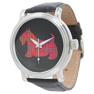 Retro Red Kariert Scottish Terrier Watch Armbanduhr