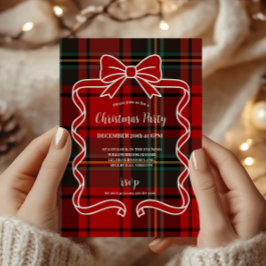 Retro Red Kariert Whimsical Christmas Einladung