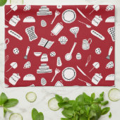 Retro Red Kitchen Geschirrtuch (Gefaltet)