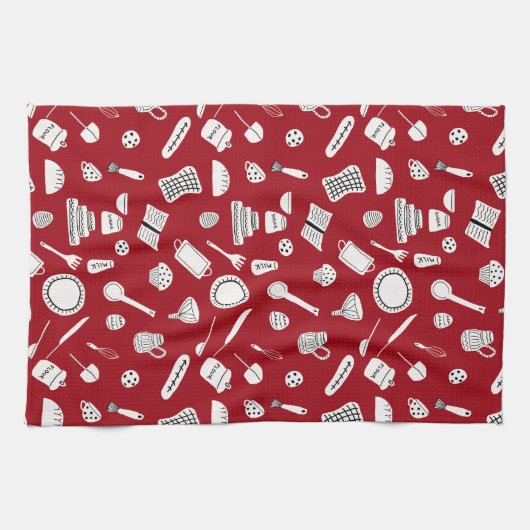 Retro Red Kitchen Geschirrtuch (Horizontal)