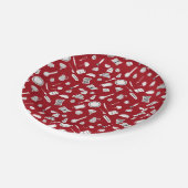 Retro Red Kitchen Pappteller (Schrägansicht)