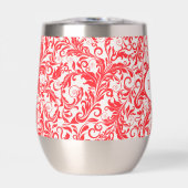 Retro Red Leaf Swirl Muster Monogramm (Vorderseite)
