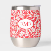 Retro Red Leaf Swirl Muster Monogramm (Links)