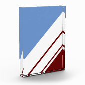 Retro Red Light Blue White Slant Racing Streifen Fotoblock (Links)