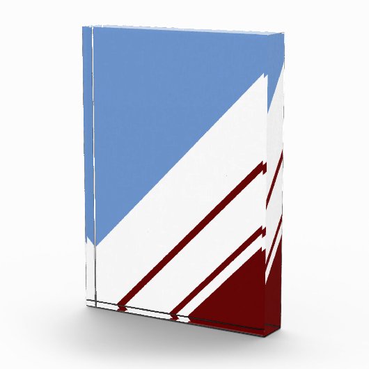 Retro Red Light Blue White Slant Racing Streifen Fotoblock (Rechts)