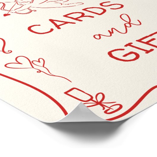 Retro Red Love in the air Bridal Cards gifts Sign Poster (Ecke)