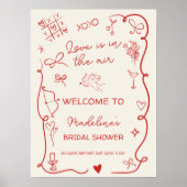 Retro Red Love in the air welcome bridal shower Poster (Vorne)