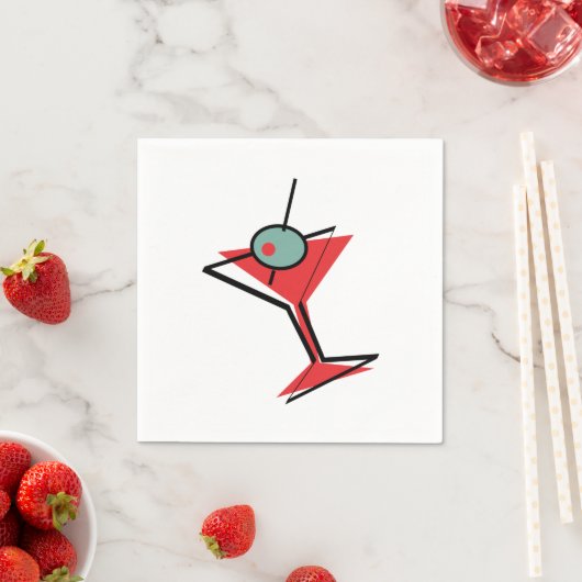 Retro Red Martini Serviette (Beispiel)