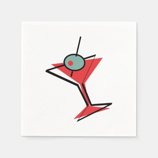 Retro Red Martini Serviette (Vorderseite)