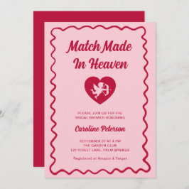 Retro Red Match Made in Heaven Cupid Bridal Shower Einladung