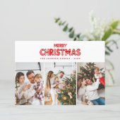 Retro Red Merry Christmas Feiertagskarte (Stehend Vorderseite)