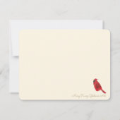 Retro Red Northern Kardinal Chic HandIllustriert Mitteilungskarte (Rückseite)