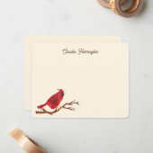 Retro Red Northern Kardinal Chic HandIllustriert Mitteilungskarte (Vorderseite/Rückseite Beispiel)