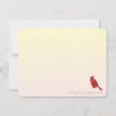 Retro Red Northern Kardinal Chic HandIllustriert Mitteilungskarte (Rückseite)