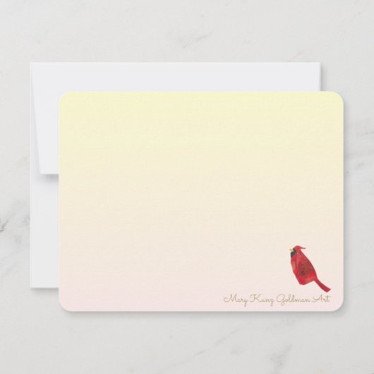 Retro Red Northern Kardinal Chic HandIllustriert Mitteilungskarte (Rückseite)