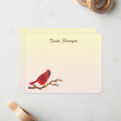 Retro Red Northern Kardinal Chic HandIllustriert Mitteilungskarte (Vorderseite/Rückseite Beispiel)
