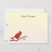 Retro Red Northern Kardinal Chic HandIllustriert Mitteilungskarte (Vorderseite)