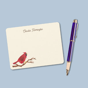 Retro Red Northern Kardinal Chic HandIllustriert Mitteilungskarte