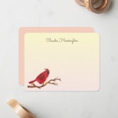 Retro Red Northern Kardinal HandIllustriert Mitteilungskarte (Vorderseite/Rückseite Beispiel)