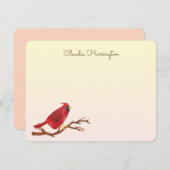 Retro Red Northern Kardinal HandIllustriert Mitteilungskarte (Vorne/Hinten)