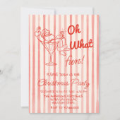 Retro Red Oh What Fun Weihnachten Weihnachtsmann P Einladung (Vorderseite)