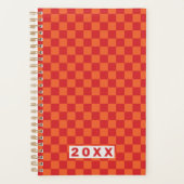 Retro Red Orange Checkerboard 2026 Planer (Vorderseite)