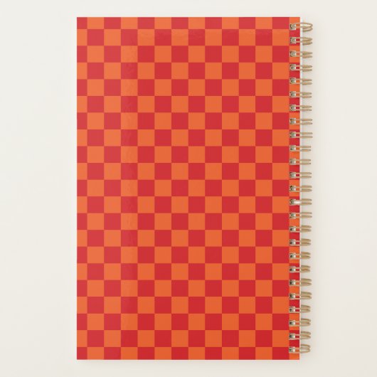 Retro Red Orange Checkerboard 2026 Planer (Rückseite)