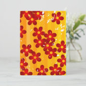 Retro Red Orange Floral Einladung (Stehend Vorderseite)