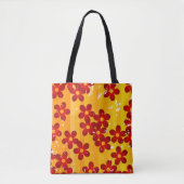 Retro Red Orange Floral Tasche (Vorderseite)