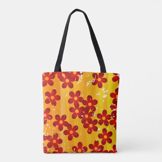 Retro Red Orange Floral Tasche (Rückseite)