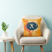 Retro Red Orange Muster Monogramm X Kissen (Stuhl )