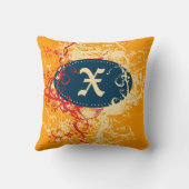 Retro Red Orange Muster Monogramm X Kissen (Rückseite)