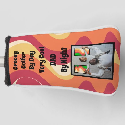 Retro Red Orange Yellow "Groovy Golfer Cooler Vate Golf Headcover (Vorderseite)