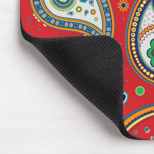 Retro Red Paisley Print Thick Computer Mousepad (Ecke)