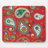 Retro Red Paisley Print Thick Computer Mousepad (Vorne)