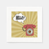 Retro Red Phone Paper Napkins Serviette (Vorderseite)