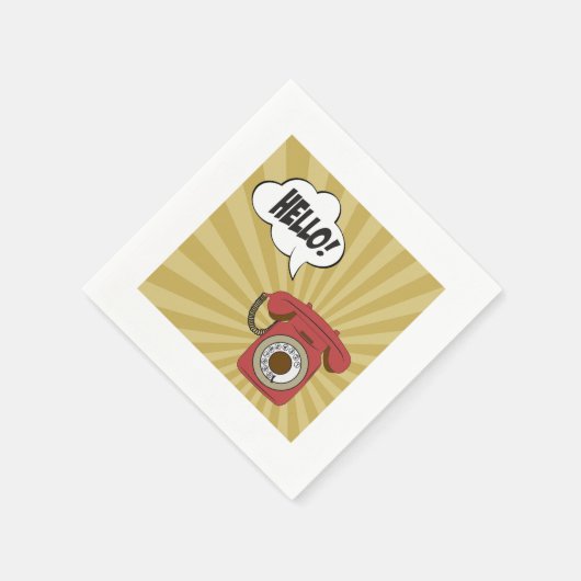 Retro Red Phone Paper Napkins Serviette (Ecke)