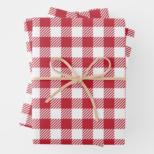 Retro Red Picnic Check Farmhouse Design Geschenkpapier Set (Beispiel)