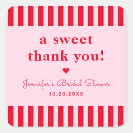 Retro Red & Pink Brautparty Vielen Dank Quadratischer Aufkleber