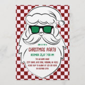 Retro Red Pink Checkered Santa Claus Christmas  Einladung (Vorderseite)