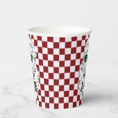 Retro Red Pink Checkered Santa Claus Christmas  Pappbecher (Rechts)