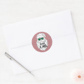 Retro Red Pink Checkered Santa Claus Christmas Runder Aufkleber (Umschlag)