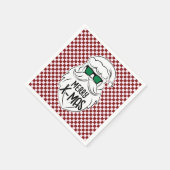 Retro Red Pink Checkered Santa Claus Christmas  Serviette (Ecke)